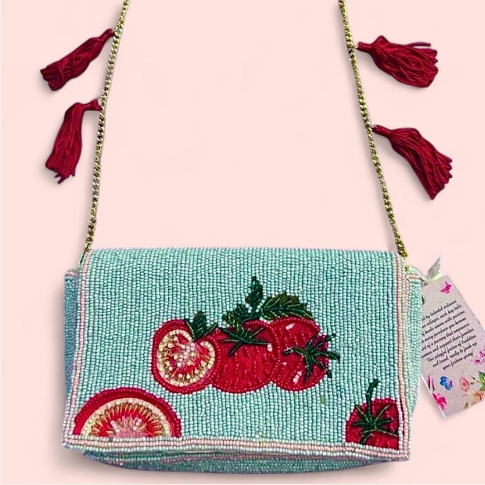 tomato beaded bag